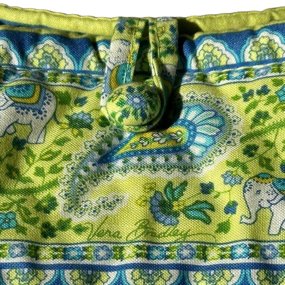 Vera Bradley Retired Tote Bag EUC Quilted Paisley Yellow Blue Elephants USA-Made - Picture 6 of 13